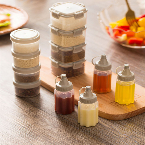 4pcs Plastic Sauce Squeeze Bottle Mini Seasoning Box Salad Dressing Containers Outdoor Portable Barbecue Spice Jar Kitchen tool ► Photo 1/6