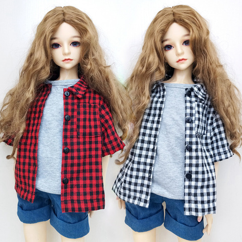 1/3 1/4 1/6 Doll Clothes Fashion Casual Plaid Shirt Mini Simulation T-shirt For Dolls Accessories Handmade Clothes For BJD Gifts ► Photo 1/6