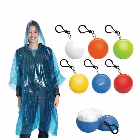 1 Pcs Portable raincoat disposable poncho unisex raincoat ball cape key ring ball ► Photo 1/5