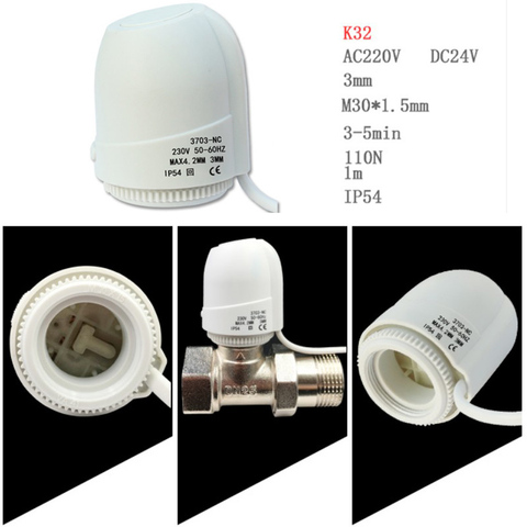 AC 230V NO NC Under Flooring Heating System Water Heating Normally Closed Open Heating Actuator ► Photo 1/6