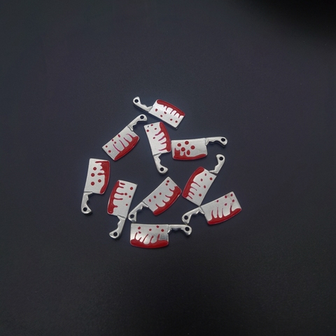 10pcs Halloween Zinc Alloy Silver Color Chef Cleaver Charms Kitchen Knife Pendants for DIY Bangle Bracelet Findings ► Photo 1/3