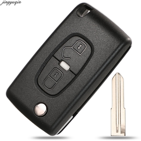 jingyuqin Flip Remote Car Key Case Shell For Peugeot 4007 ET 4008 Citroen C-Crosser C4 Aircross 2 Button Fob MIT11R Blade CE1731 ► Photo 1/6