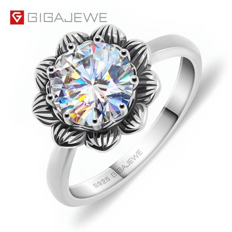 GIGAJEWE 2.0ct 8.0mm EF Round 925 Thai Silver Moissanite Ring Diamond Test Passed Jewelry Woman Girlfriend Gift ► Photo 1/6