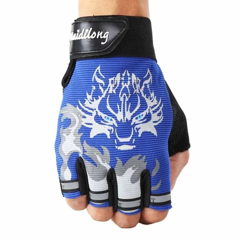 Hot Sale 1 Pair Unisex Kids Anti-slip Breathable Bike Bicycle Motorcycle Half Finger Gloves Outdoor Cycling Hand Protect Wear ► Photo 1/6