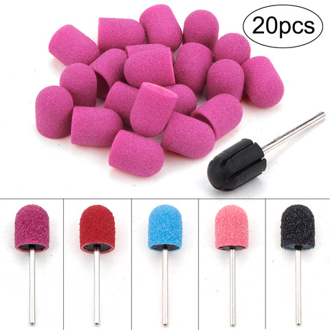 20PCS Plastic Sanding Bands Caps Nail Drill Milling Cutter Manicure Pedicure With Rubber UV Gel Acrylic Polish Remover Nail Tool ► Photo 1/6