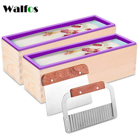 WALFOS High Quality Eco-Friendly 1200/900g Rectangle Silicone Soap Loaf Mold Wooden Box DIY Making Tools For Making Loaf Swirl ► Photo 1/6