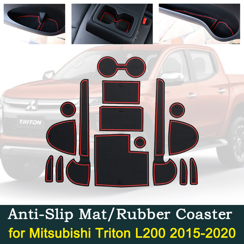 Anti-slip Door Rubber Cup Mat for Mitsubishi L200 Triton Strada Strakar Barbarian Fiat Fullback RAM 1200 2015~2022 Accessories ► Photo 1/6