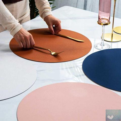 Insulation Oilproof Leather Placemat Western Food Mat Dining Tableware Table Mat Pads Bowl Cup Coaster Kitchen Accessorie ► Photo 1/6