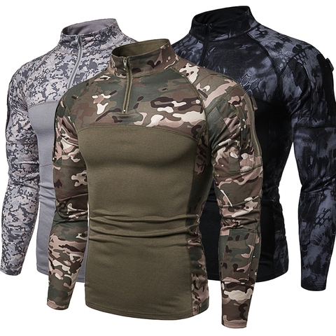 New mens Camouflage Tactical Military Clothing Combat Shirt Assault long sleeve Tight T shirt Army Costume ► Photo 1/6