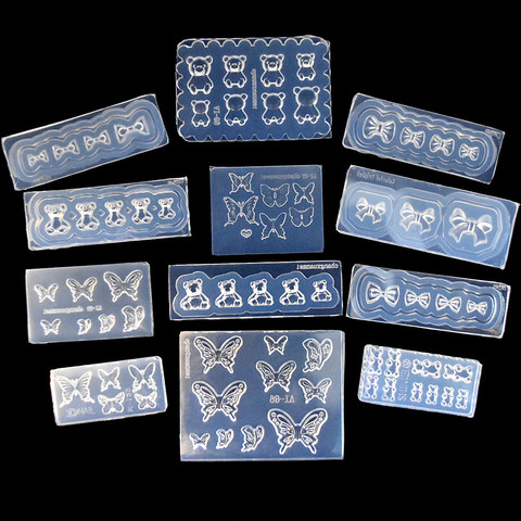 SNASAN Tiny Beads Butterfly Bow Bear Nail Art Earrings Resin Silicone Mould Casting Tool UV Epoxy Resin Box Silicone Mold ► Photo 1/6