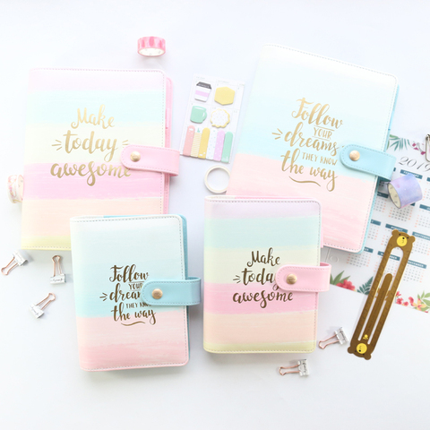 Domikee new cute office school 6 holes leather hardcover refillable binder planner agenda organizer notebooks stationery,A5A6 ► Photo 1/6