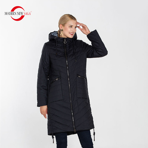 MODERN NEW SAGA Quilted Coat Women Autumn Coat Hooded Thin Cotton Padded Coat Spring Long Jacket Fashion Parka Women Outerwear ► Photo 1/6