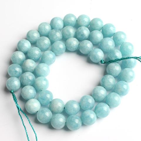 Natural Stone Aquamarines Beads Smooth Round Loose Spacer Beads 15'' Strand 6/8/10mm For Jewelry Making DIY Bracelet Necklace ► Photo 1/6