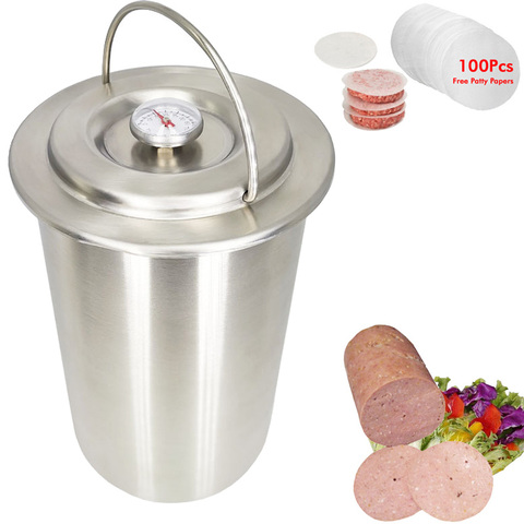 AREYOUCAN Ham Maker 304 Stainless Steel Meat Press Maker Sandwich With Thermometer 100 Pcs Patty Papers ► Photo 1/6