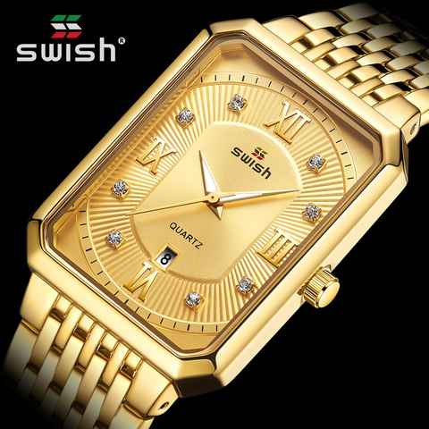 Fashion Gold Watches for Men Top Brand Luxury Men's Creative Rectangle Quartz Wrist Watch Waterproof Sports Relogio Masculino ► Photo 1/6