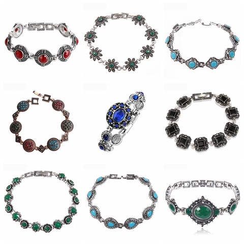 Wholesale 32 Different Style Bohemia Ancient White gold Color Vintage Bracelets for Women Ethnic Jewelry ► Photo 1/6