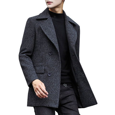 Winter wool coat men Wool & Blends Thick Woolen Coats Casual Fashion Jacket Casaco Masculino Palto Peacoat Overcoat Men N23MF21 ► Photo 1/6