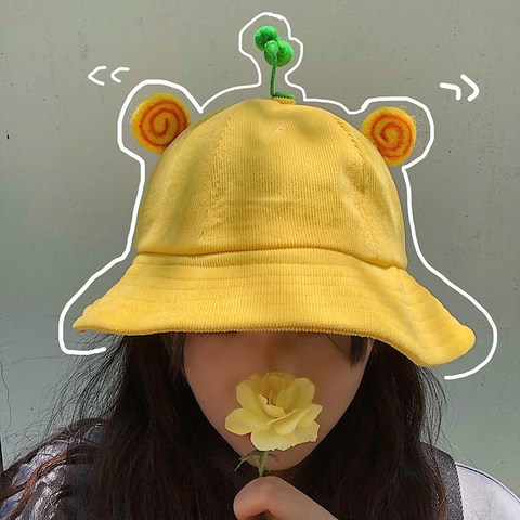 Unisex Summer Bucket Hat Sun Protection Corduroy Bean Sprouts Cartoon Animal casual Fisherman Hat ► Photo 1/6