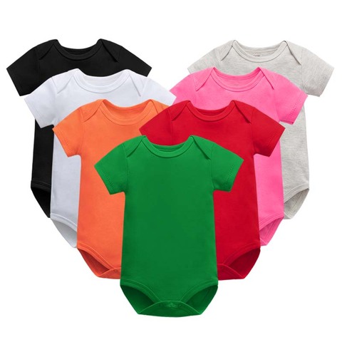 Summer baby girls bodysuit newborn boys short sleeve solide 100%cotton 0-24 months baby clothes ► Photo 1/6