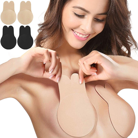 Women Push Up Bras For Self Adhesive Silicone Strapless Invisible Bra Reusable Sticky Breast Lift Up Tape Kawaii Rabbit Bra Pads ► Photo 1/6