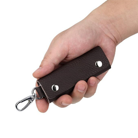 New Leather Keychain Men Women Key Holder Organizer Pouch Cow Split Car Wallet Housekeeper Key Case Mini Bag ► Photo 1/6