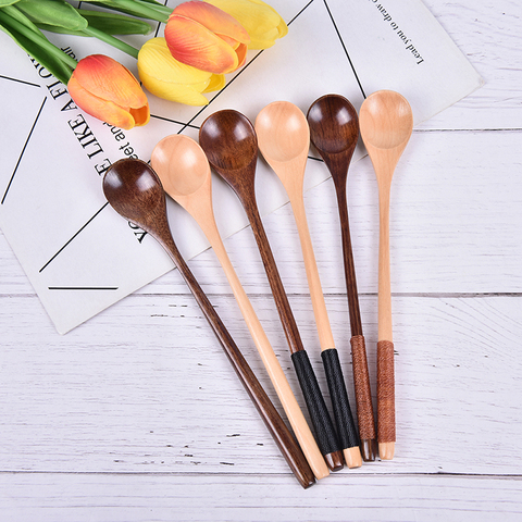 Wooden Spoon Bamboo Soup Teaspoon Catering Kids Spoon Kitchenware For Rice Soup Kitchen Cooking Utensil Tool ► Photo 1/6