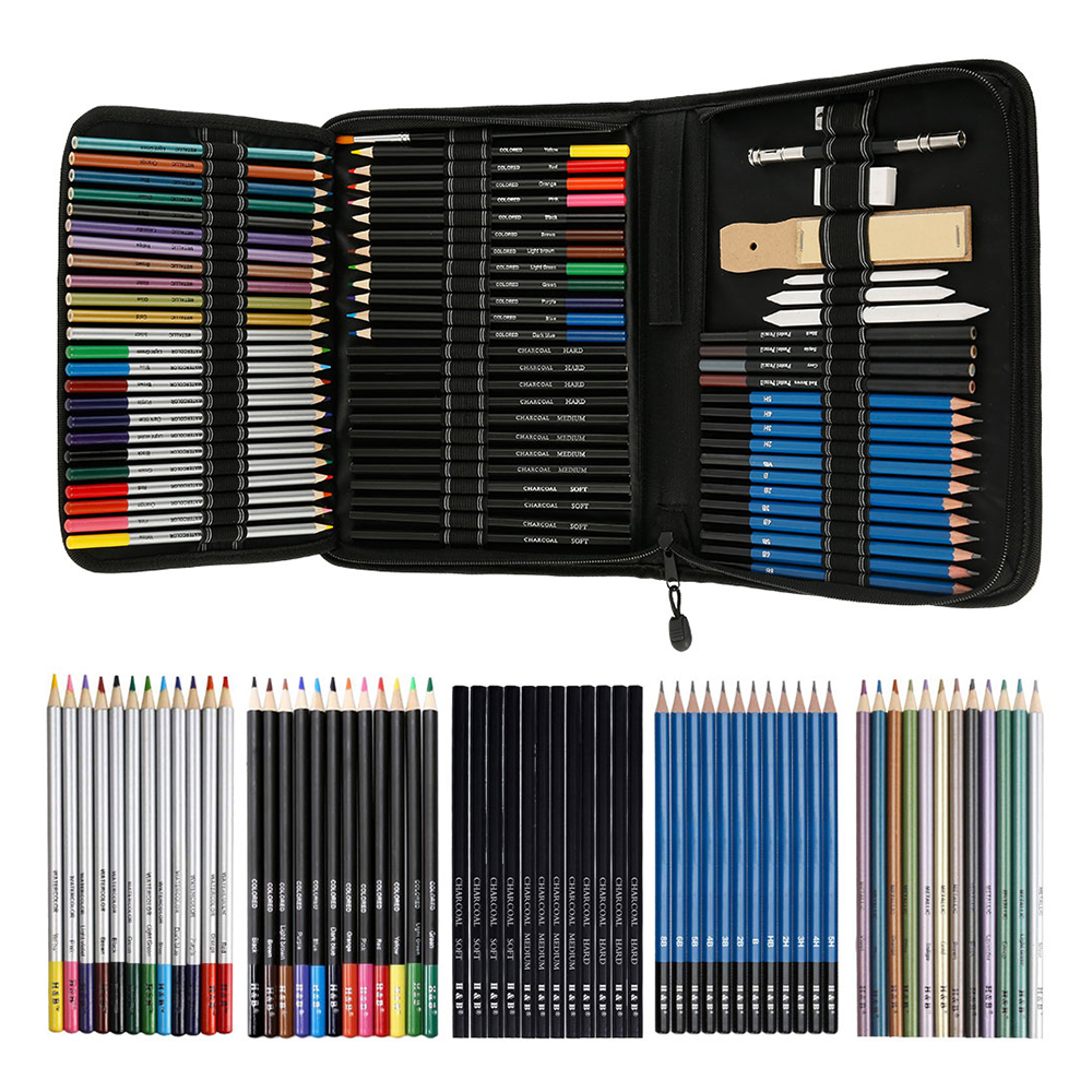 27/39pcs Sketch Pencil Set Professional Sketching Drawing Kit Wood Pencil  Pencil Bags For Painter School Students Art Supplies