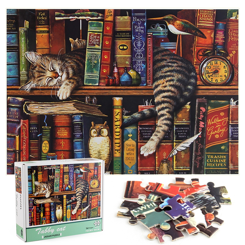 1000 Piece Jigsaw Puzzle Educational Games Ancient Bookshelf Wooden Assembly Toy 
