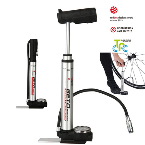 Beto Portable cycling Pump Alloy Combo pump with Gauge 160psi compatible Presta Schrader MTB Road Bicycle Inflator Bike Pump ► Photo 1/5
