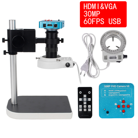 60FPS HDMI Microscope Camera VGA Camera Industrial USB Lens 1080p Remote  Control