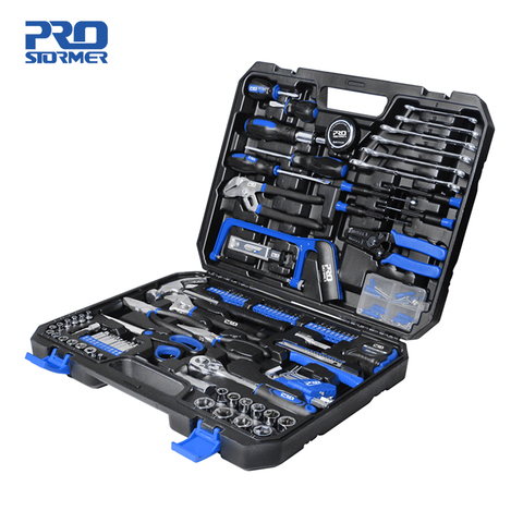 198Pcs Hand Tool Set DIY Home Repair Tool Kit Woodworking Tools Bag Car Repair Tool Set Wrench Saw Screwdriver By PROSTORMER ► Photo 1/6