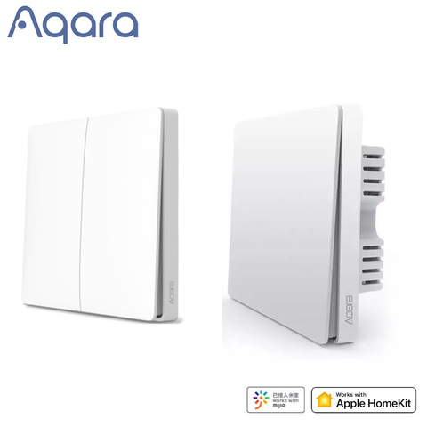 Hot Aqara D1 Smart Wall Switch Zigbee Wireless Remote Control Light Switch Neutral Fire Wire 1/2/3 Button For Mijia HomeKit APP ► Photo 1/6