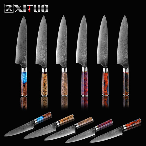 XITUO Chef Knife Damascus VG10 Steel Professional Japanese Kitchen Knife Sharp Cut Cleaver Slicing Knives Stable Wooden Handle ► Photo 1/6