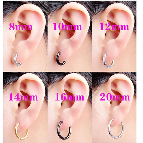 2PC /Set Stainless Steel Small Hoop Earrings for Women Men Gold Black Circle Ear Ring Earrings Helix Hoop Piercing 10mm ► Photo 1/5