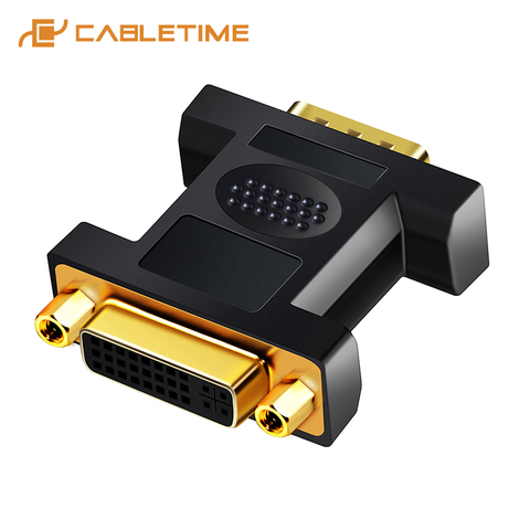 CABLETIME VGA Male to DVI 24+5 Pin Female Converter DVI to VGA Adapter 1080 Gold plated DVI Convertor forComputer PC Laptop C11 ► Photo 1/6