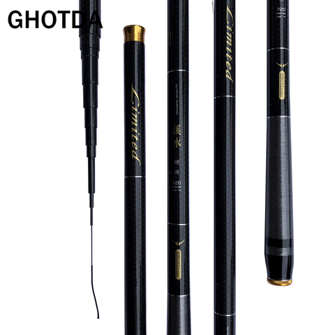 GHOTDA Ultralight SuperHard Stream Hand Pole Carbon Fiber Casting Telescopic Fishing Rods Fish Tackle 3.6/4.5/5.4/6.3/7.2 Meters ► Photo 1/6