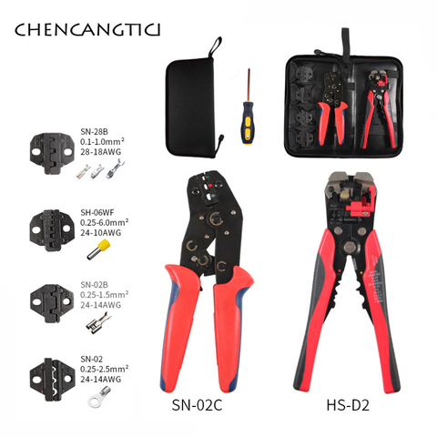 1 kit Insulated Terminals Crimper And Interchangeable Dies For Heat Shrinkable Connector Wire Crimping Tools Ratcheting SN-02C ► Photo 1/3