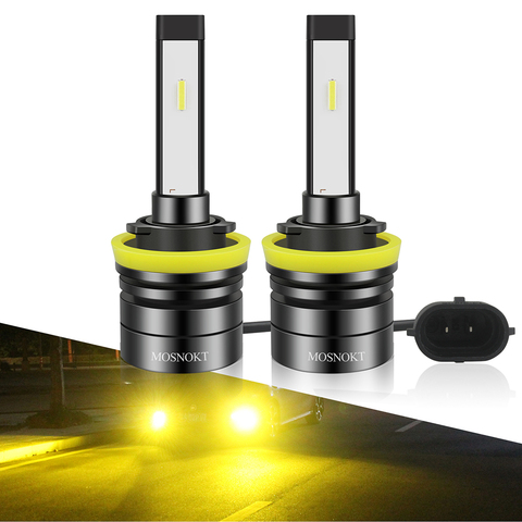 TRUNI Extremely Bright H11 H8 H16 LED Fog Light Bulbs, 9006 880 881 5000lm Mini Size 6000K Cool White 3000K Golden Yellow ► Photo 1/6