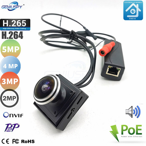 5MP 4MP 3MP 2MP HD Mini IP Camera Audio POE Super Mini POE IP Cam Microphone Onvif P2P Remote View 1.78MM Fisheye Lens XMEYE ► Photo 1/6