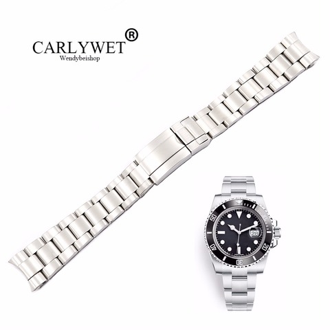 CARLYWET 20 21mm Silver Brushed 316L Solid Stainless Steel Watch Band Belt Strap Bracelets For Rolex Submariner ► Photo 1/6