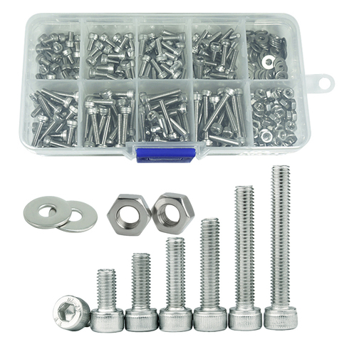 Stainless Steel Hexagon Socket Screws Set Button Head Cap Screws Bicycle Hex Assortment Screw Kit Bolts and Nuts Allen bolts Set ► Photo 1/5