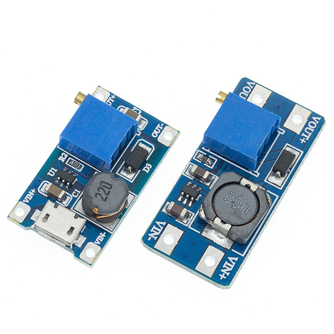 MT3608 DC-DC Adjustable Boost Module 2A Boost Plate Step Up Module with MICRO USB 2V-24V to 5V 9V 12V 28V ► Photo 1/6