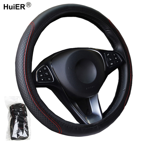Fashion 6 Colors Car Steering Wheel Cover Volant Artificial Leather Braid on the Steering-wheel Funda Volante Auto Car Styling ► Photo 1/6