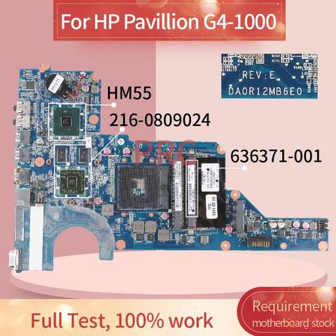 636371-001 636371-501 For HP Pavillion G4 G6 G4-1000 G6-1000 HM55 Notebook Mainboard DA0R12MB6E0 216-0809024 Laptop Motherboard ► Photo 1/6