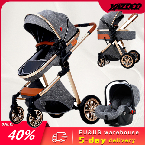 Multi-functional 2 in 1 Baby Stroller High landscape Can Sit Reclining Light Folding Two-way Eggshell design Baby Stroller ► Photo 1/6