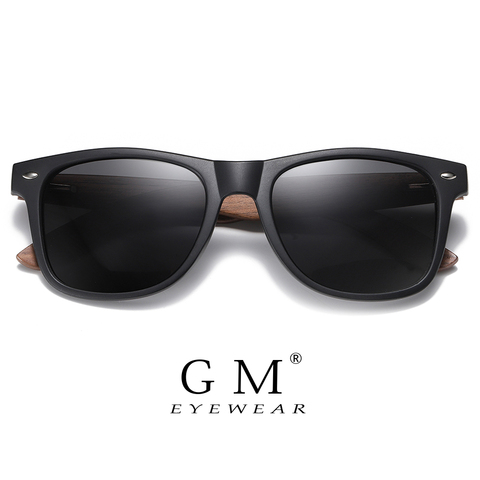 GM Environment-Friendly Retro Black Walnut Wood UV400 Polarized Bamboo Sunglasses Men's Fashion Trendy Anti Blue Lens S7061h ► Photo 1/6