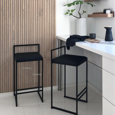 European Style Bar Chair Designer Modern Minimalist Home Bar Chair Industrial Style High Stool Nordic Backrest Furniture ► Photo 1/6