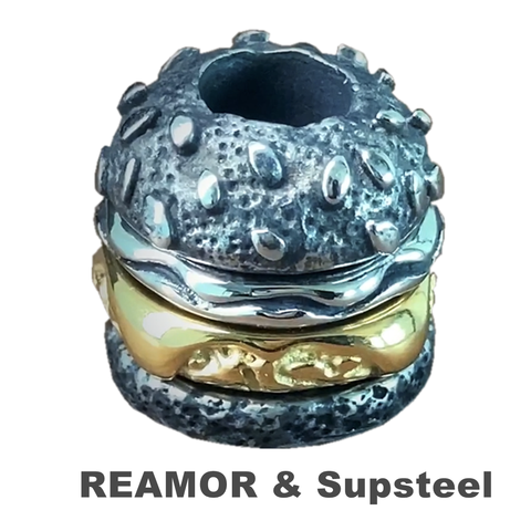 REAMOR&Supsteel 316l Stainless steel Hamburger Lanyard Beads 4 layers Knife Beads for Paracord Bracelet making ► Photo 1/6