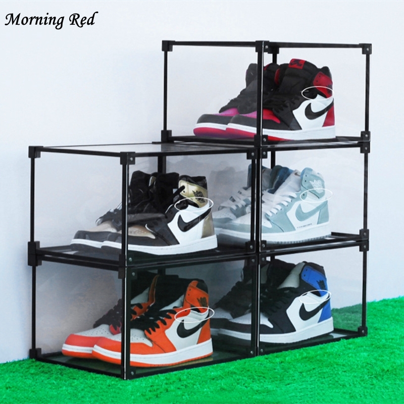Double Layer Shoe Boxes Thickened Dustproof Shoe Storage Box Home Organizer  Superimposed Combination Shoe Cabinet Collapsible - Storage Boxes & Bins -  AliExpress