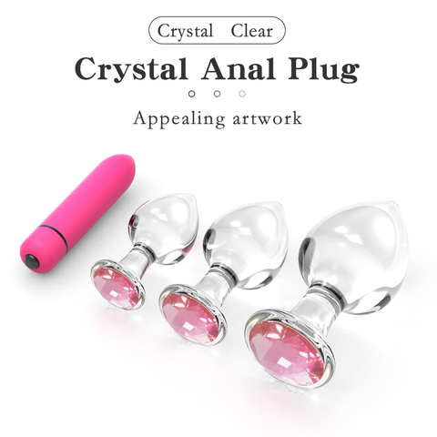 Crystal/Pink/Glass Anal Plug Diamond/Insert/Jewelry/Transparent Anal Butt Plug Vibrator Buttplug Dildo Sex Anal Toys ► Photo 1/6